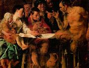 JORDAENS, Jacob : The Satyr and the Peasant oil on canvas